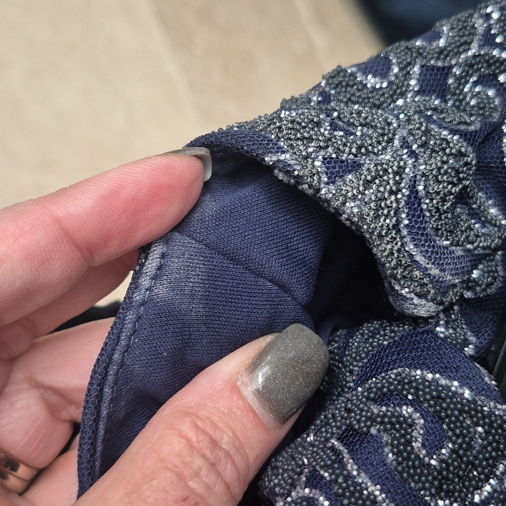 Xtraordinary Navy Blue Embroidered Prom Dress - Picture 7 of 7